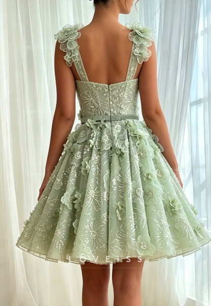 3D Floral Corset A-Line Mini Dress