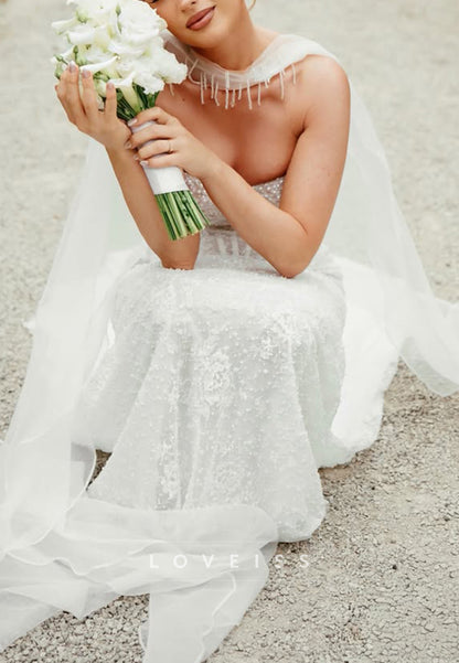 Corset Sweetheart Mermaid Wedding Dress with Cape