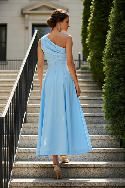 One-Shoulder Ruched Midi Dress