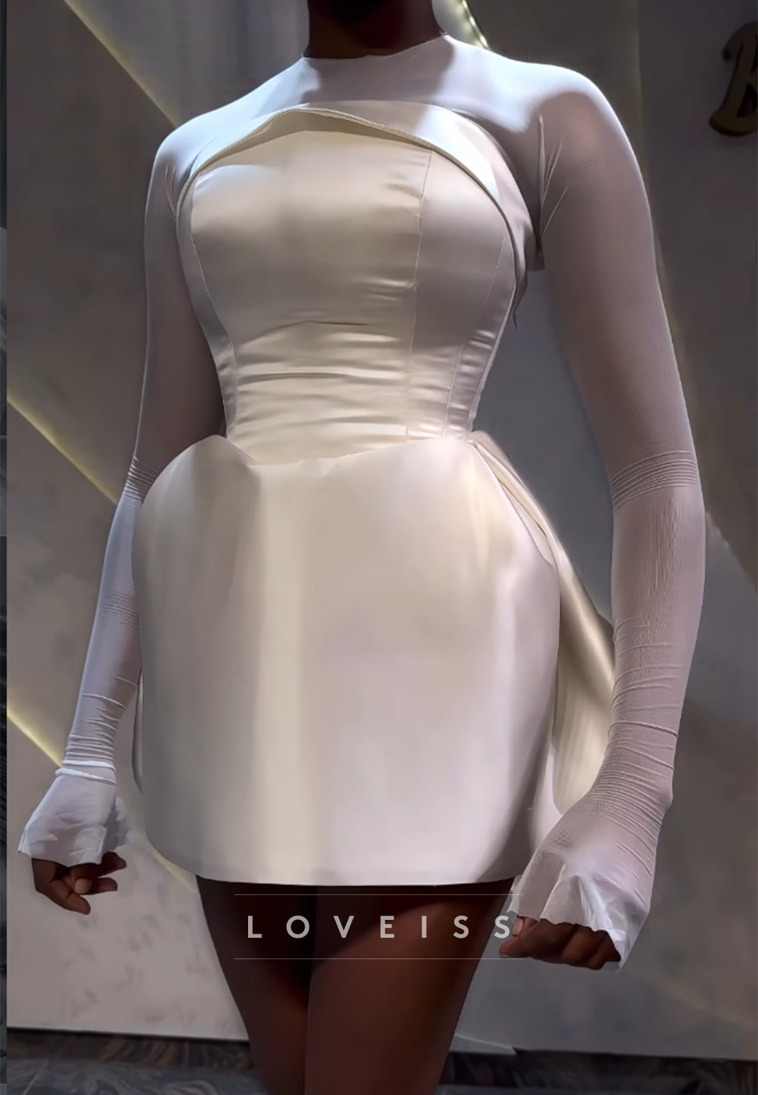 Corset Mini Dress with Sheer Illusion Bolero