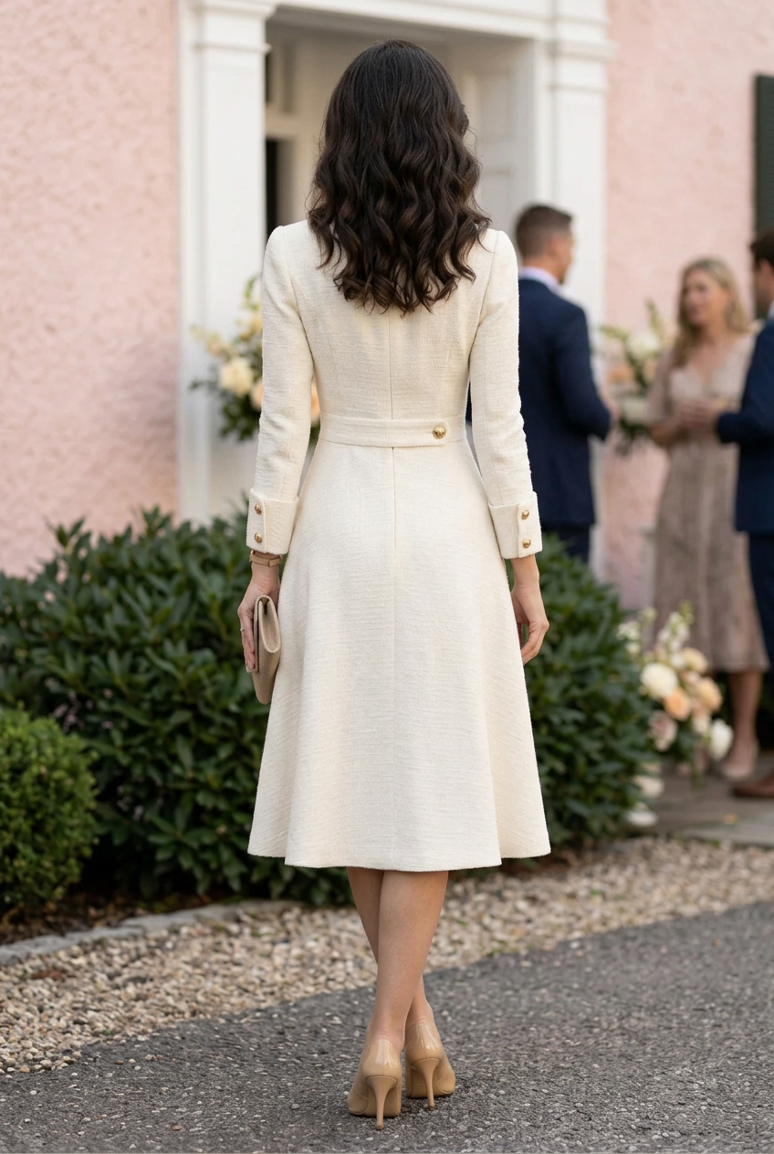 A-Line Surplice Midi Coat Dress with Cuffs