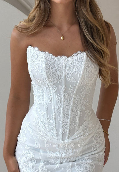 Strapless Lace Mermaid Wedding Dress with Corset Bodice