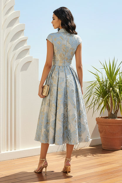 Jacquard Midi Fit and Flare Dress