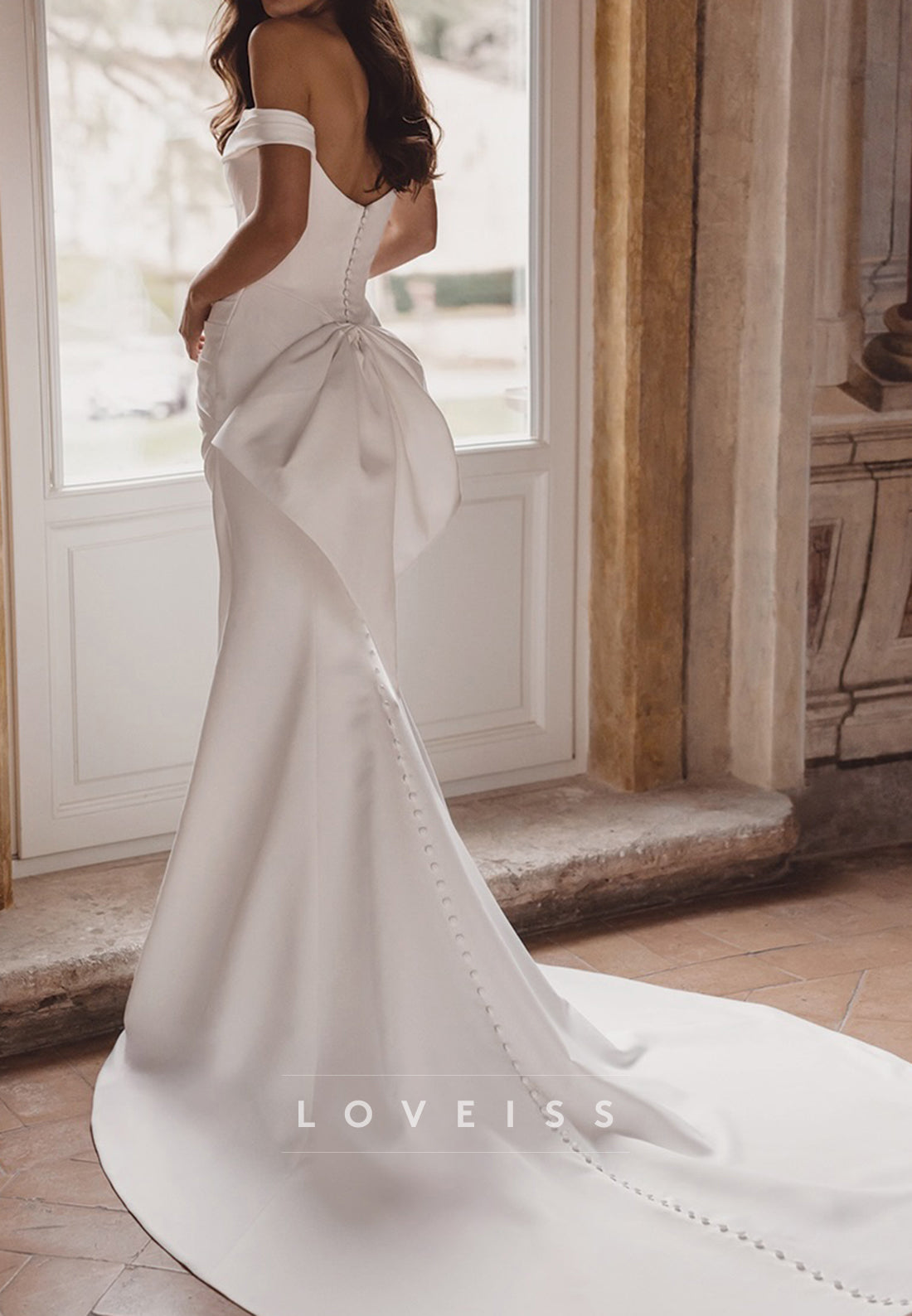 Off-the-Shoulder Ruched Mermaid Wedding Dress