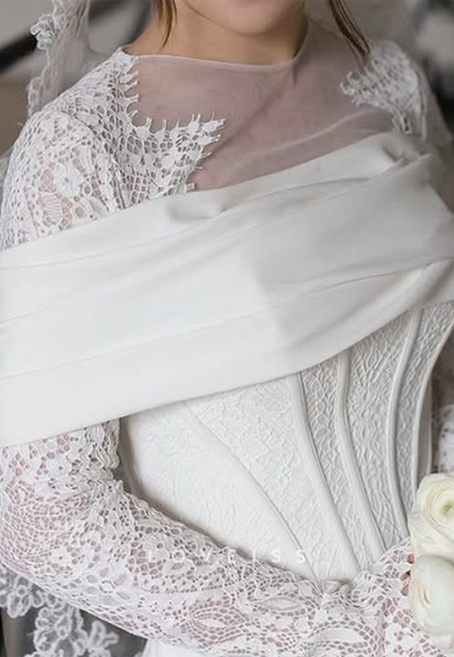 Illusion Lace Long Sleeve Mermaid Wedding Dress