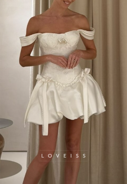 Off-the-Shoulder Corset Bubble Mini Dress