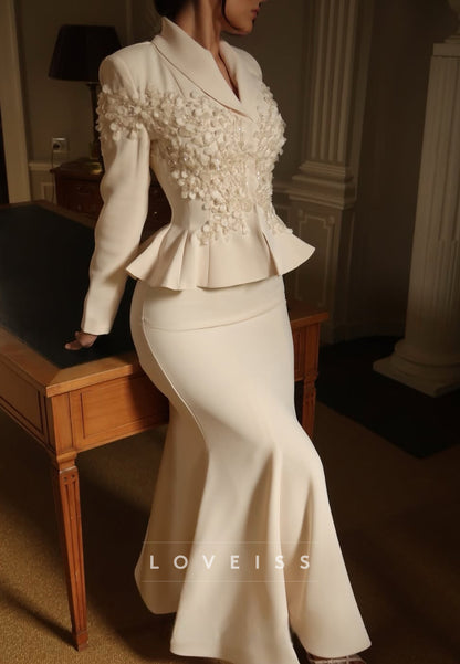 Two-Piece Peplum Jacket and Mermaid Skirt Set
