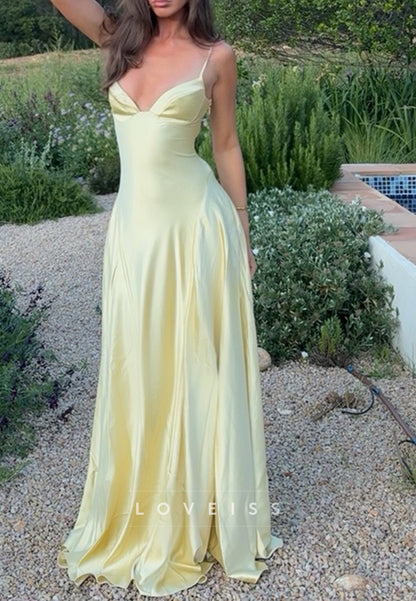 Satin Deep V-Neck Slip Maxi Dress