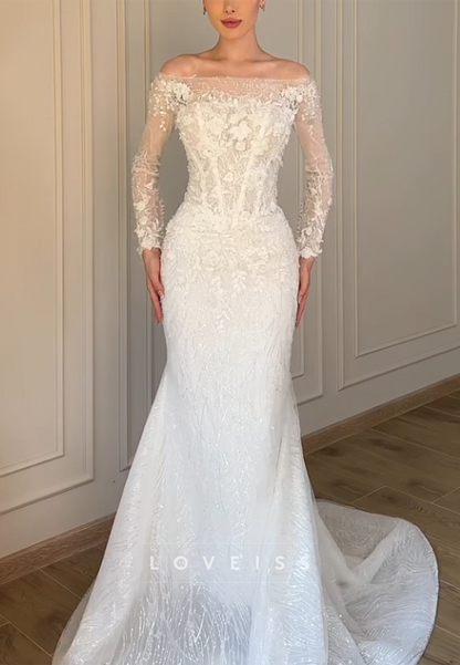 Off-the-Shoulder Corset Mermaid Wedding Dress
