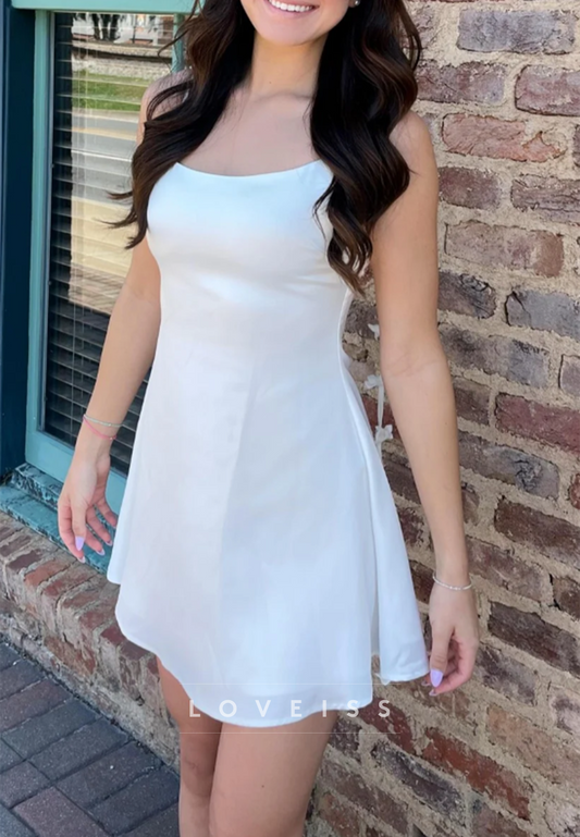 Satin Square Neck Mini Dress with Bow Back Straps