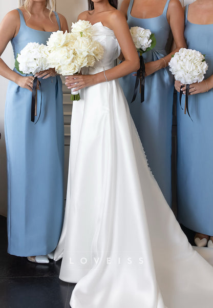 Strapless Satin Bridal Gown with High Slit