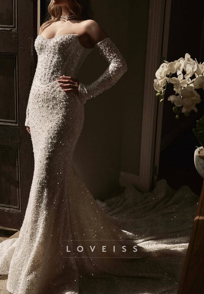 Beaded Corset Wedding Dress with Detachable Overskirt