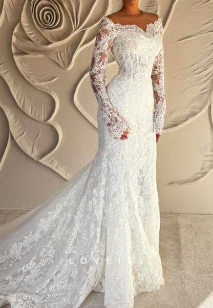 Lace Off-the-Shoulder Long Sleeve Mermaid Wedding Dress
