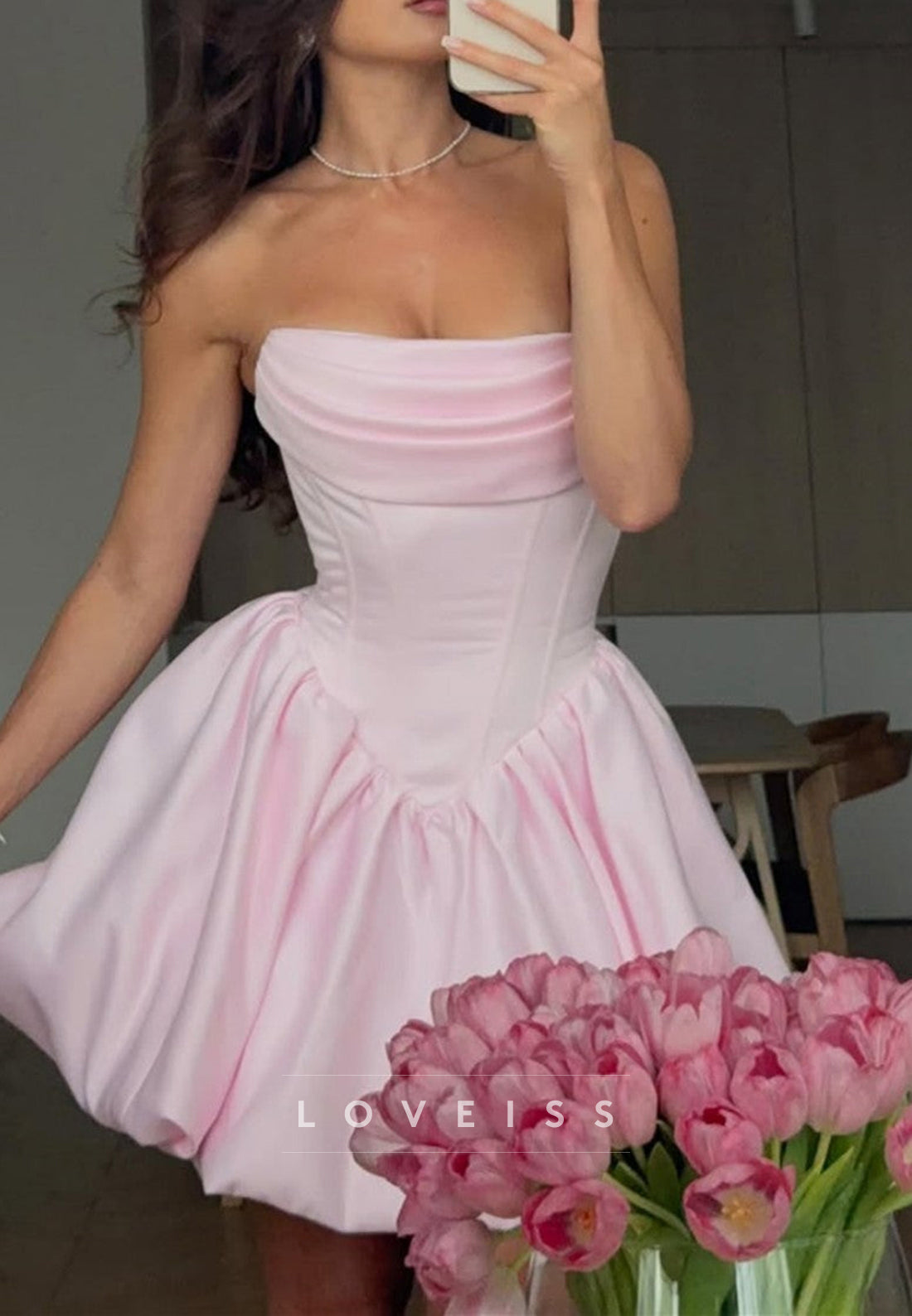 Strapless Corset Bubble Skirt Mini Dress