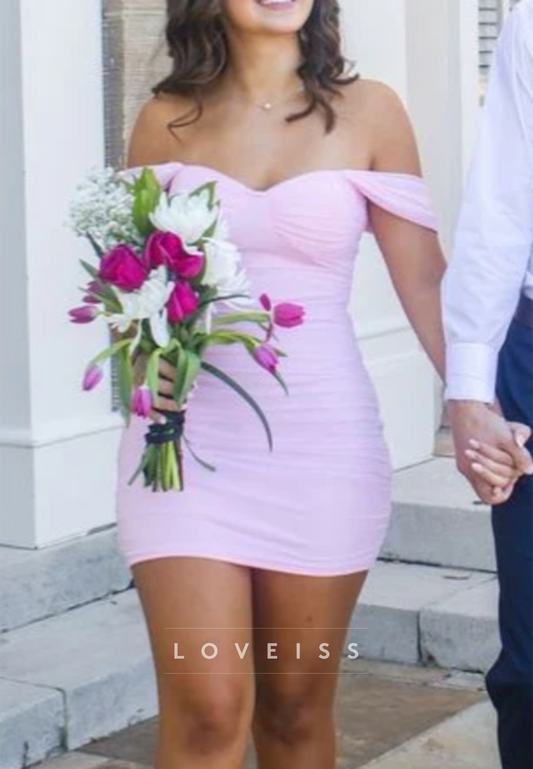 Sweetheart Ruched Off-The-Shoulder Homecoming Dress
