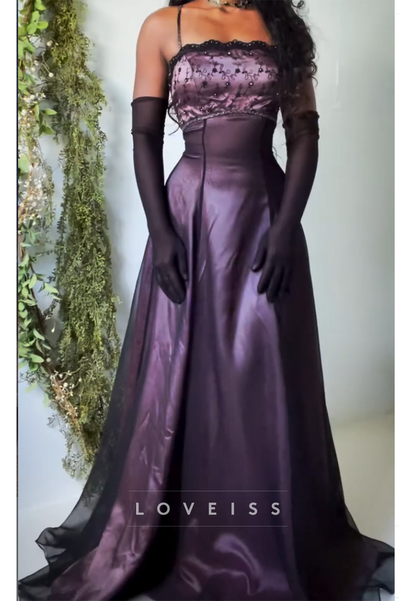 Embroidered Bodice A-Line Maxi Evening Gown