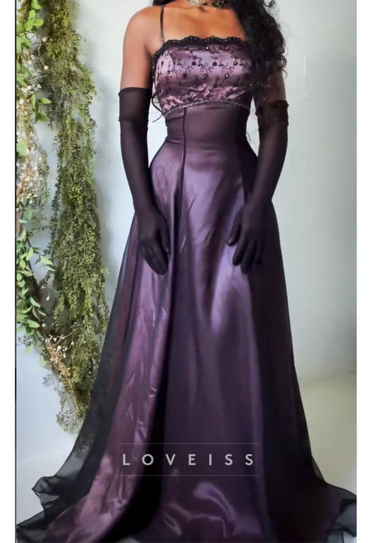 Embroidered Bodice A-Line Maxi Evening Gown