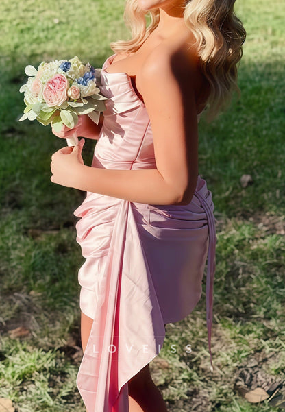 Strapless Cowl Neck Satin Corset Mini Dress