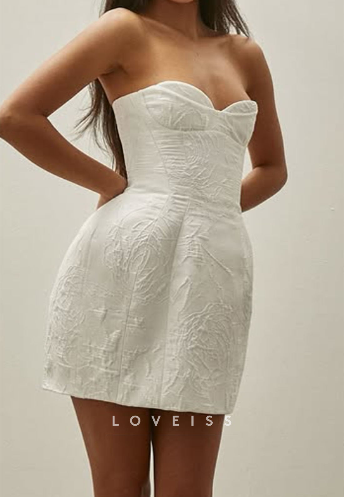 Strapless Jacquard Corset Mini Dress