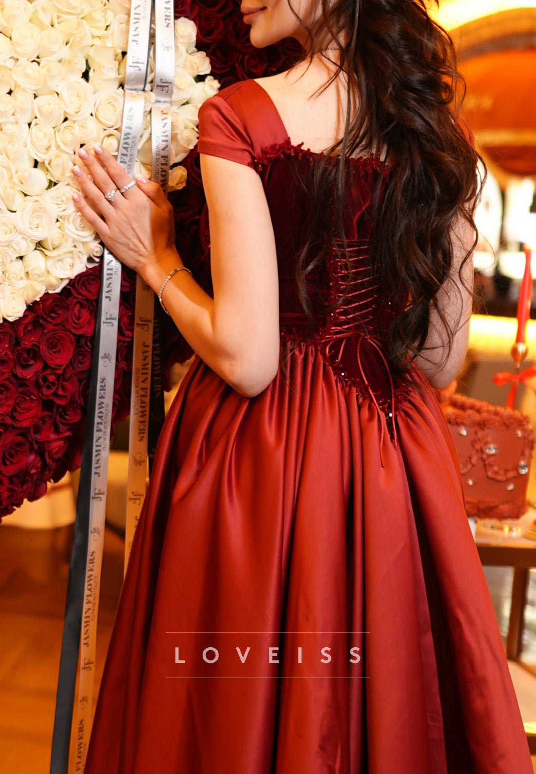 Velvet Bodice Ball Gown with Satin Overskirt