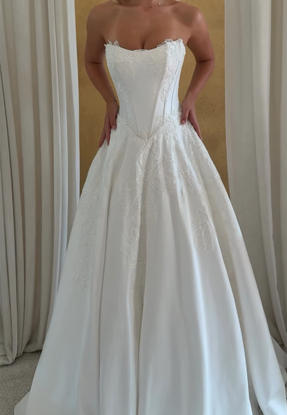 Embroidered Corset Ball Gown Wedding Dress