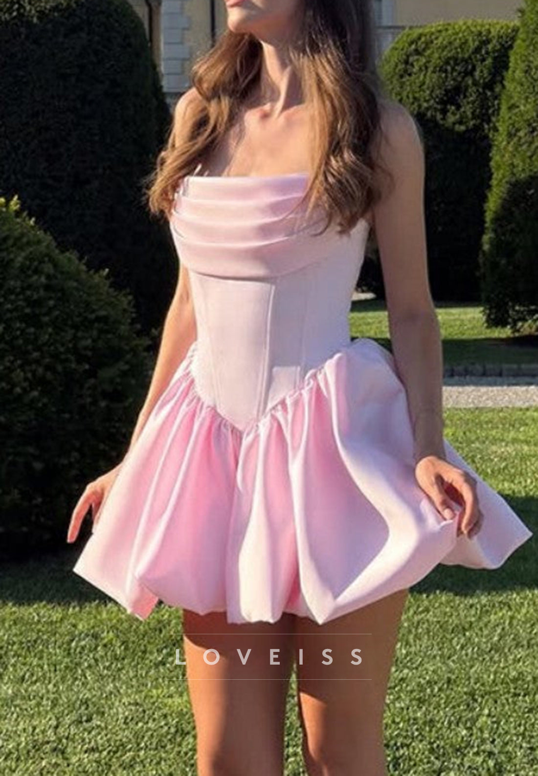 Strapless Corset Bubble Skirt Mini Dress