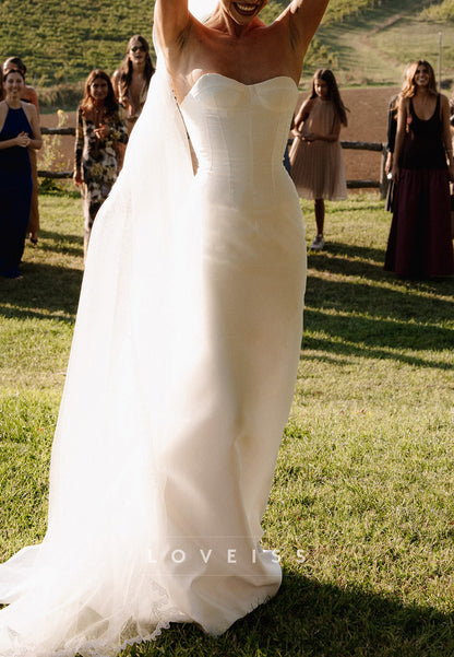 Strapless Corset Bodice Column Wedding Dress