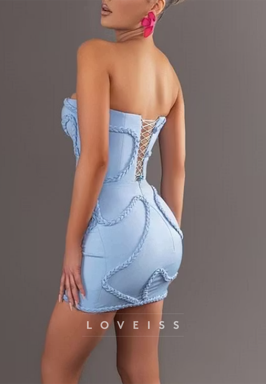 Strapless Ruched Corset Bodycon Mini Dress