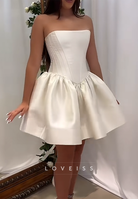 Strapless Corset Mini Dress with Bubble Skirt