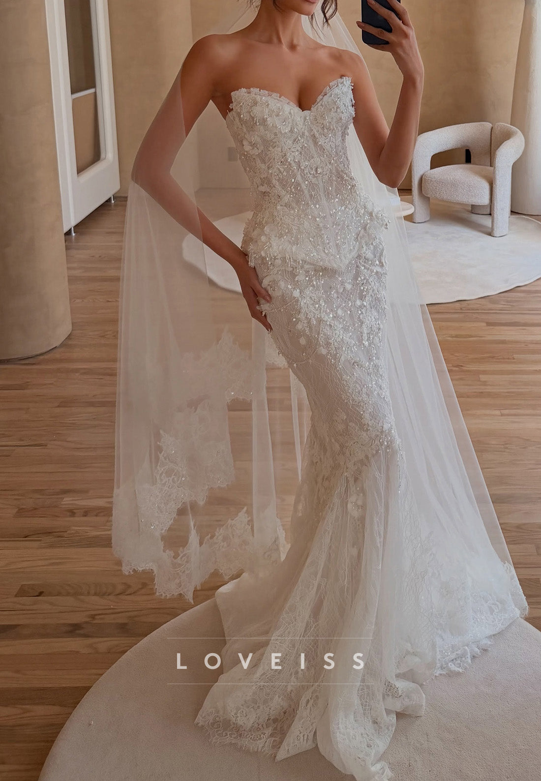 Beaded Lace Mermaid Wedding Dress
