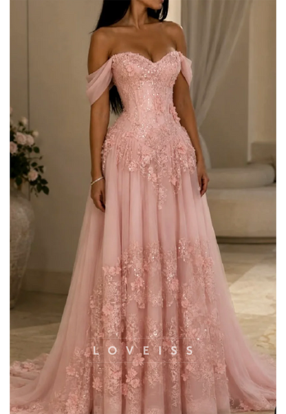 Off-the-Shoulder Corset A-Line Evening Gown
