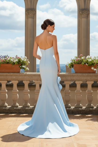 Strapless Mermaid Evening Gown with 3D Flowers