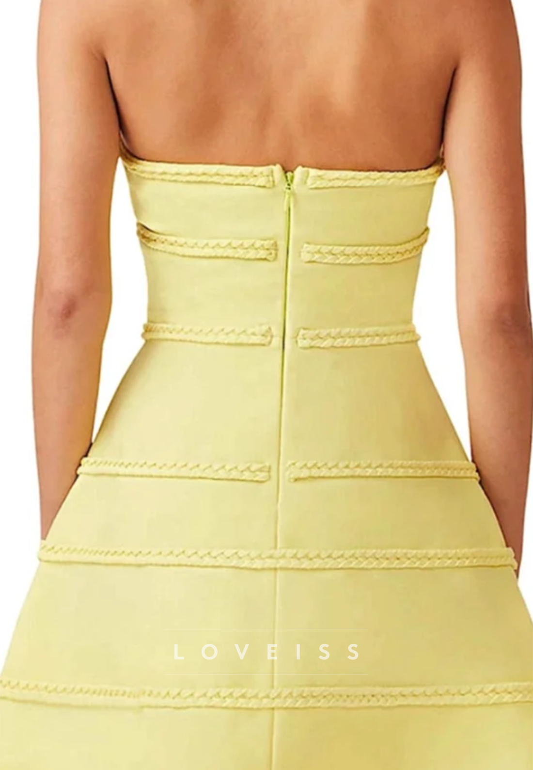 Halter A-Line Mini Dress with Braided Tiered Trim