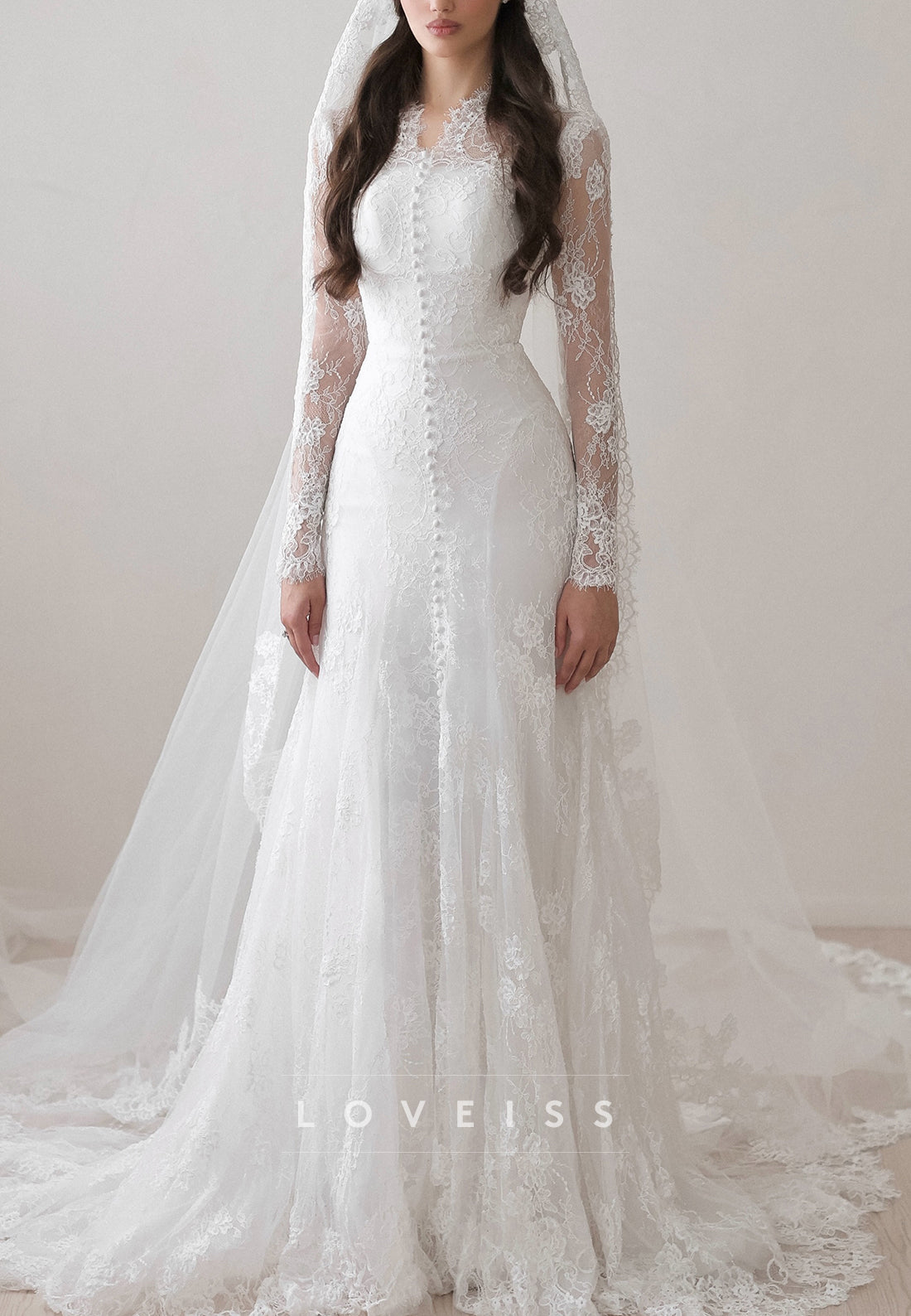 Vintage Lace Fit and Flare Wedding Dress