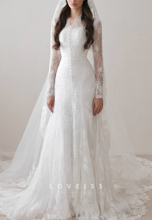 Vintage Lace Fit and Flare Wedding Dress