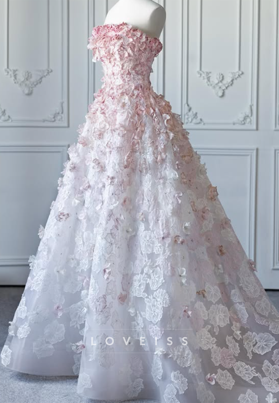 Floral Applique Off-Shoulder Ball Gown