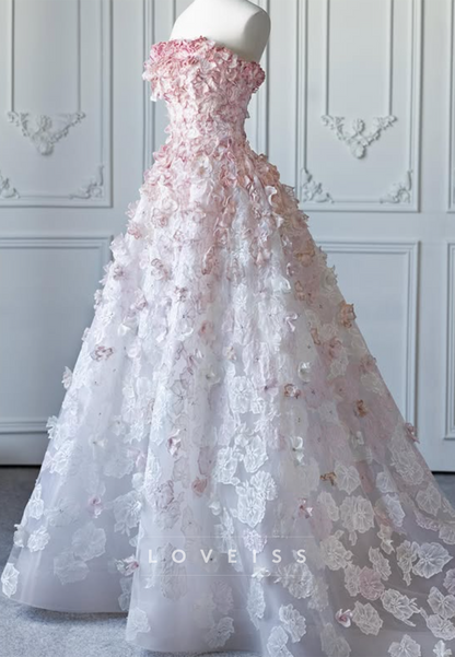 Floral Applique Off-Shoulder Ball Gown