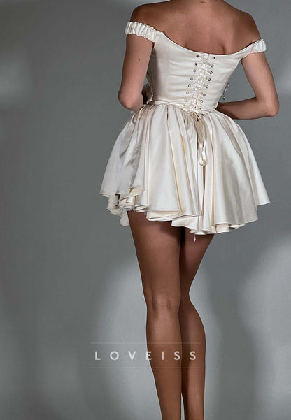Off-Shoulder Corset Mini Dress with Chain Detail