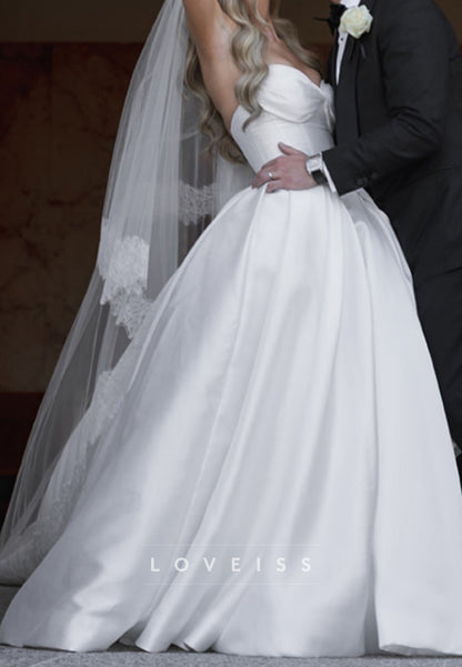 Strapless Ruched Bust Ball Gown Wedding Dress