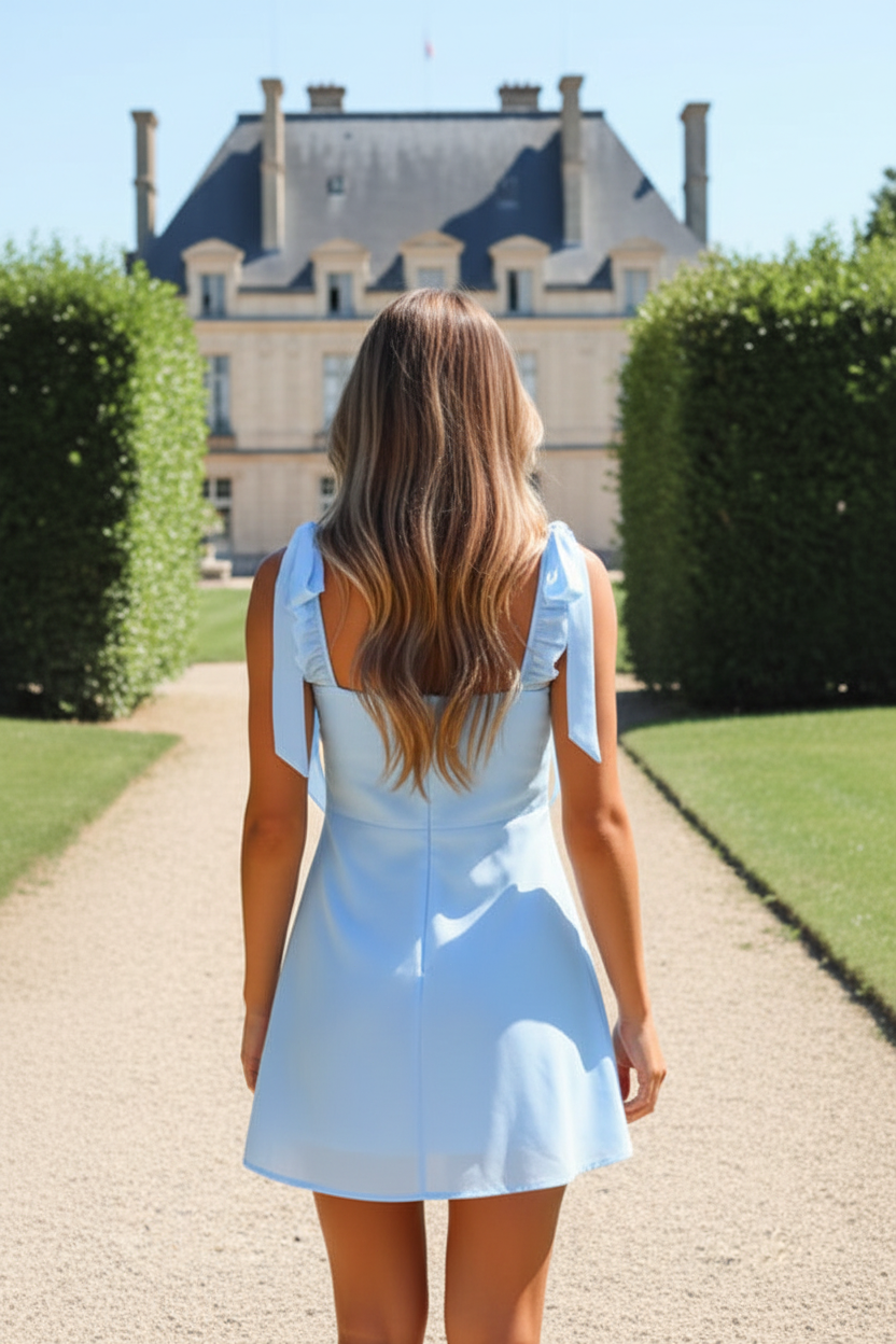 Ruffled Sweetheart Mini Dress with Cascading Straps