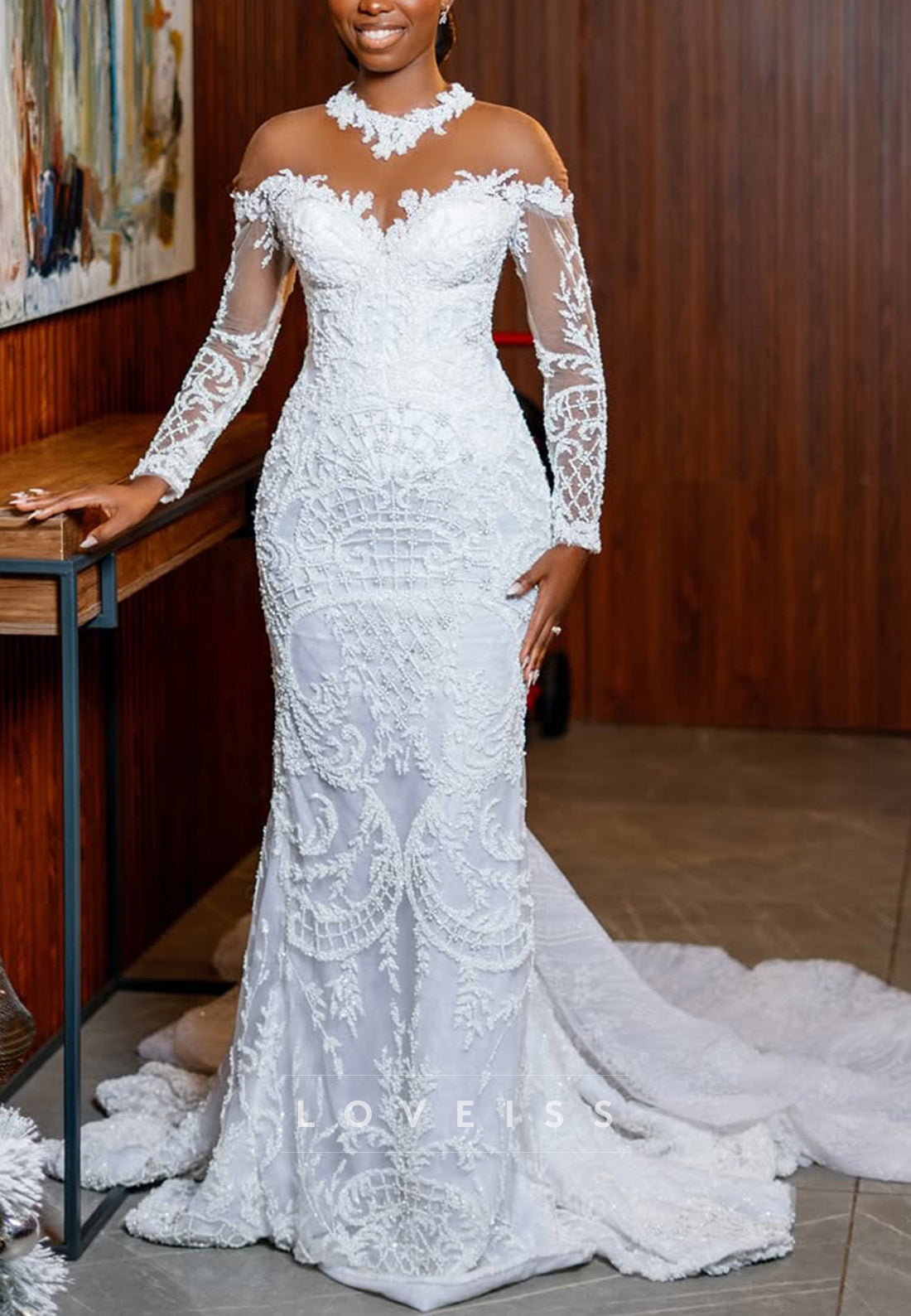 Off-Shoulder Lace Mermaid Wedding Dress