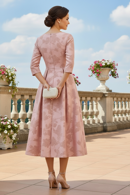 Elegant Jacquard A-Line Midi Dress