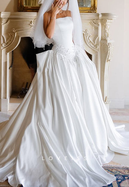 Strapless Ball Gown Wedding Dress with Beading