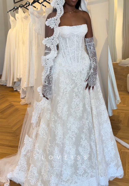 Strapless Corset Lace A-Line Wedding Dress