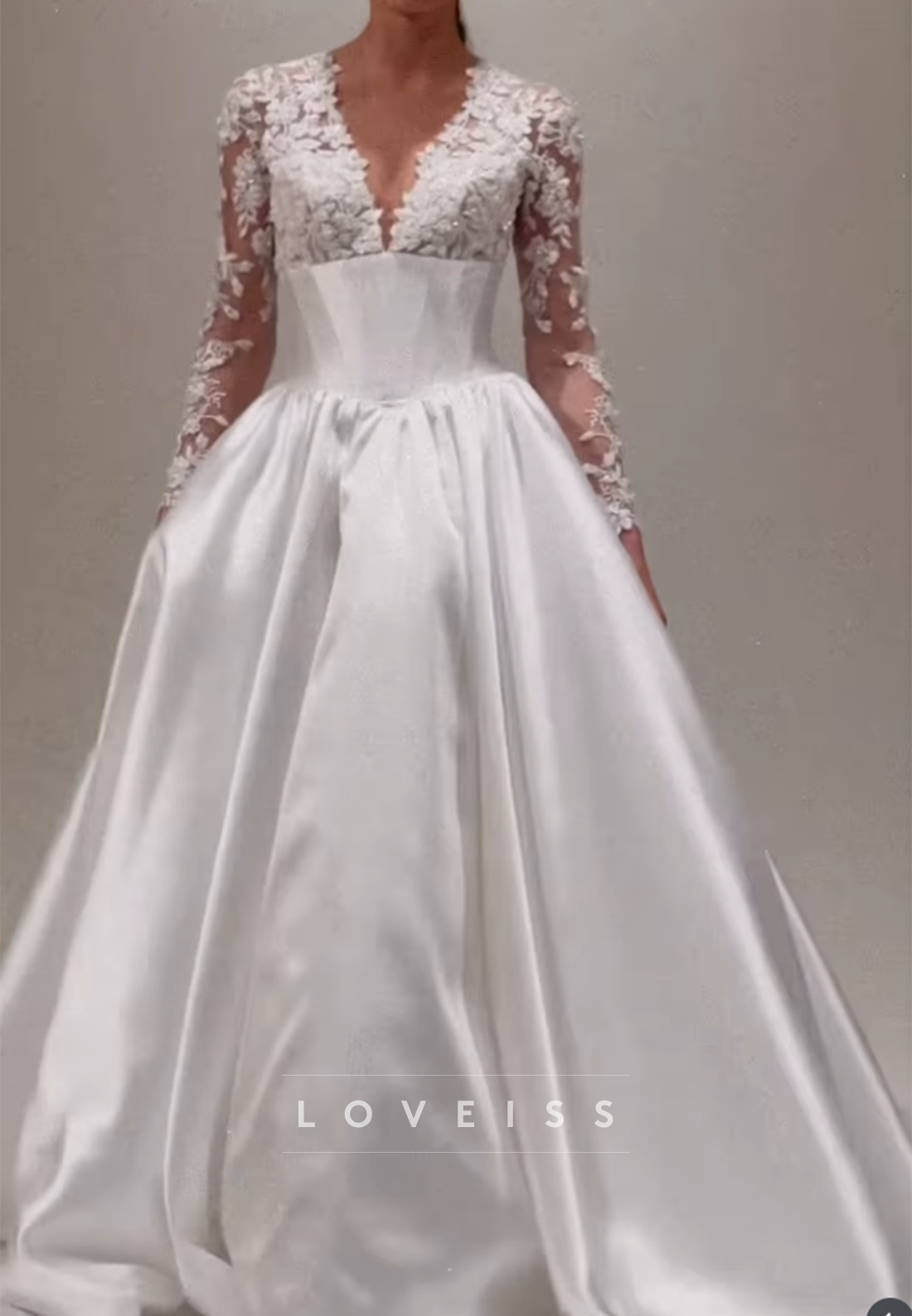 Lace Long Sleeve Ball Gown Wedding Dress