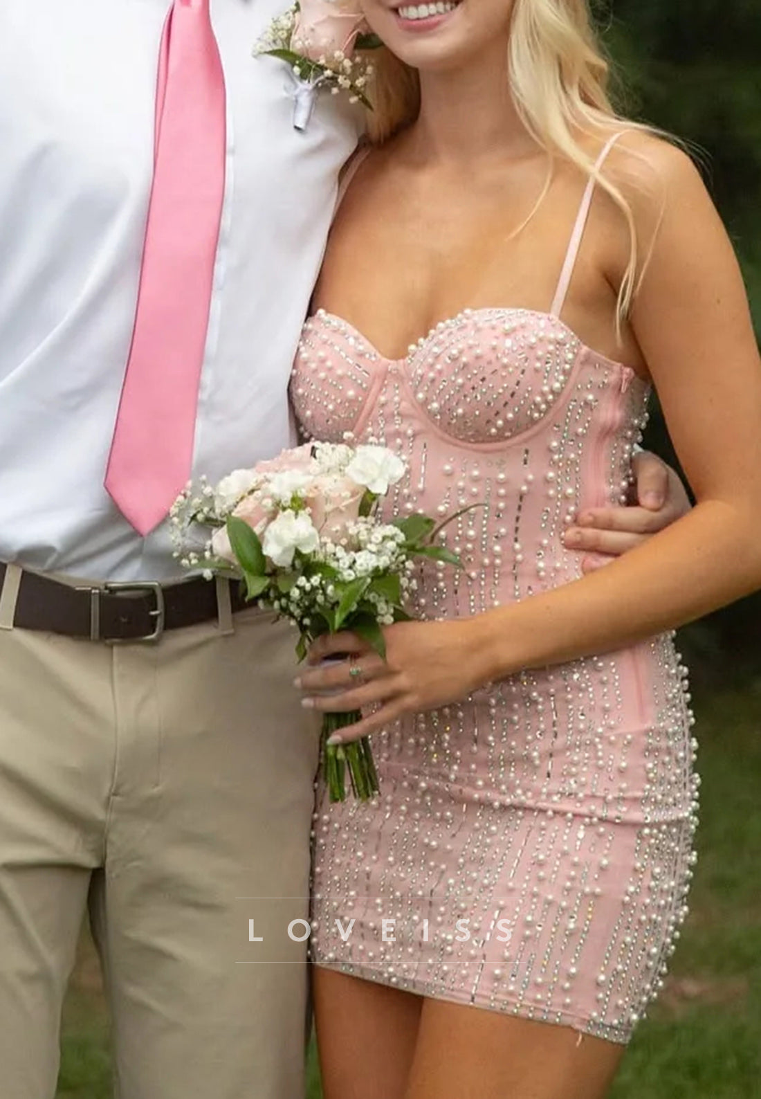 Pearl Embellished Corset Mini Dress