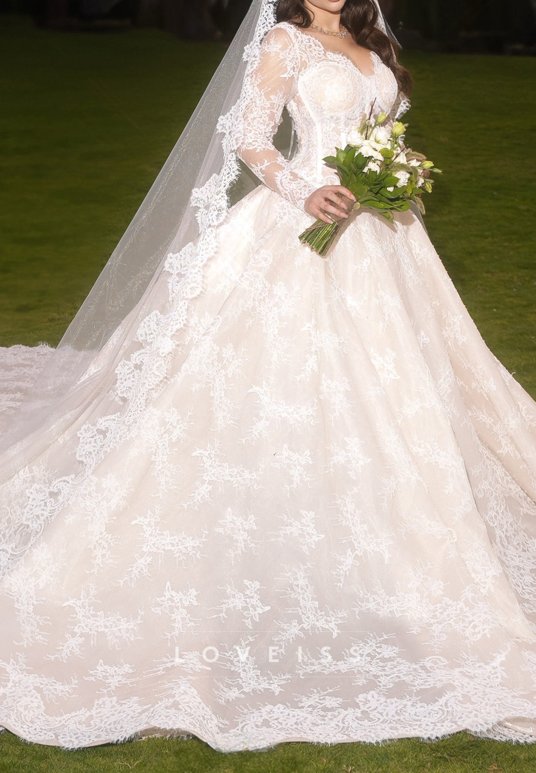 Lace Long Sleeve Ball Gown Wedding Dress