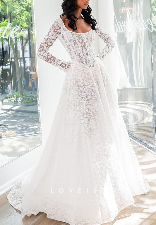Long Sleeve Lace A-Line Wedding Dress
