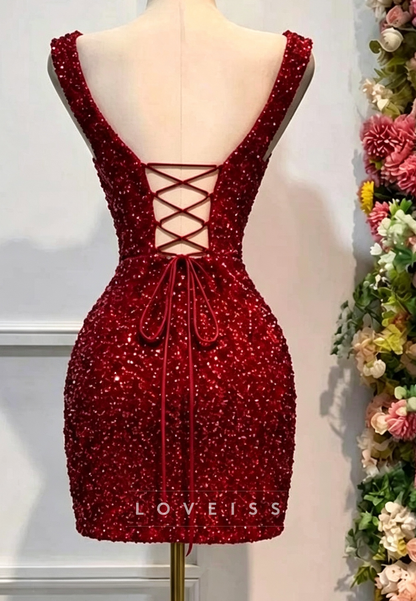 Sequin Sweetheart Lace Up Homecoming Dress
