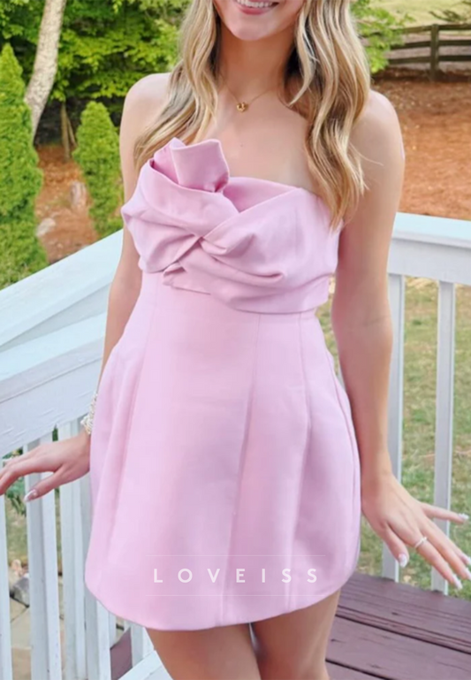 Strapless Bow Front Fit & Flare Mini Dress
